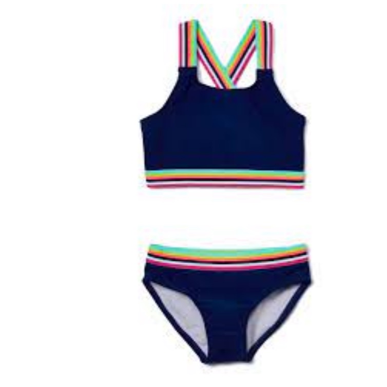 Kanu Surf Girls' Tanya Upf 50+ Beach Sport Athletic Bikini, Bobby Navy, Nwt